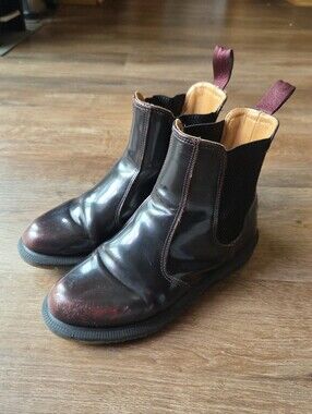 Dr Martens boots Flora Arcadia Womens 6 Chelsea Dark Cherry Red Burgundy leather